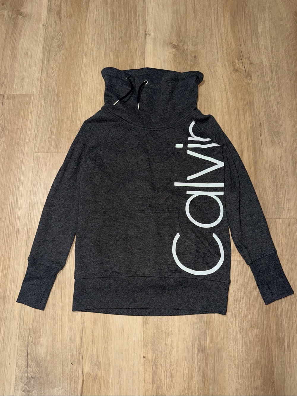 Calvin Klein Charcoal Funnel Neck Logo Sweater